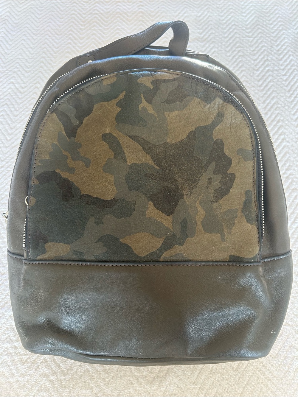Margot 100% Leather Backpack with Olive Camo Panel